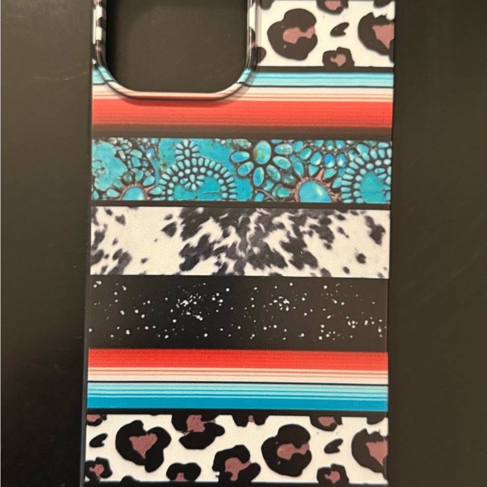 Brand New iPhone 13 Pro Max Western Patterned Phone Case with Multicolor Design